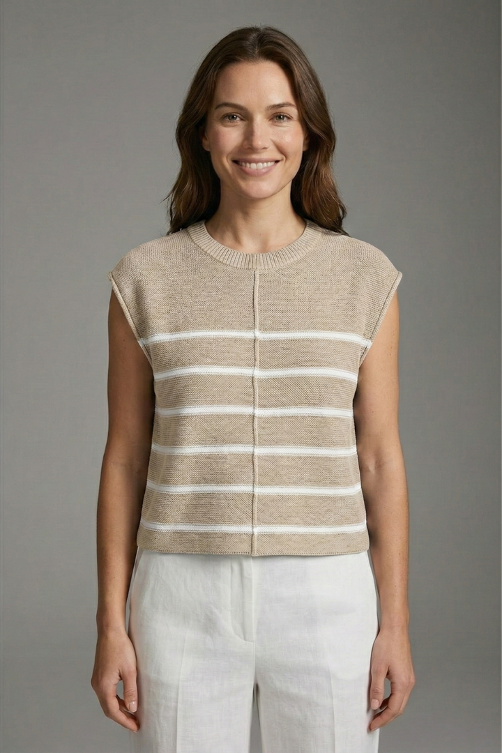Lila | Striped Knit Top with Round Neck