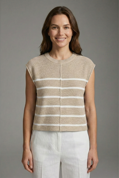 Lila | Striped Knit Top with Round Neck