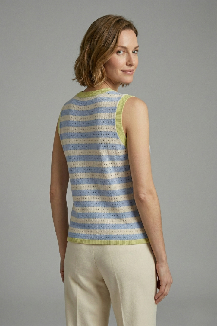 Lila | Striped Knit Top with Round Neck