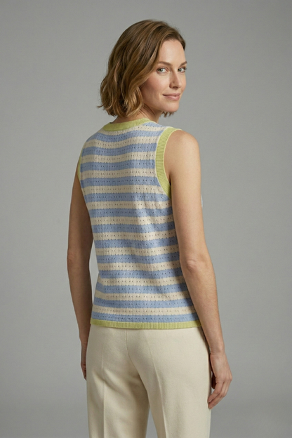 Lila | Striped Knit Top with Round Neck