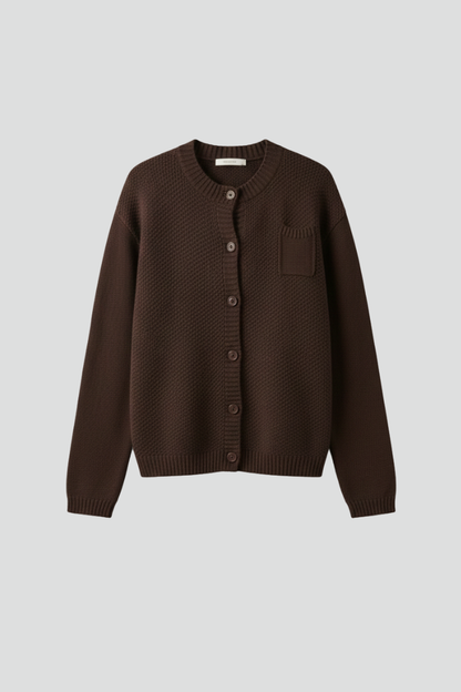 Lila | Knitted Cardigan with Round Neck and Button Front