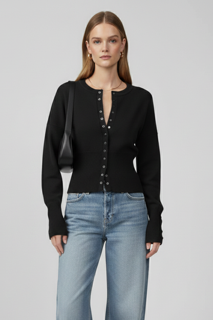 Lila | Knitted Cardigan with Round Neckline