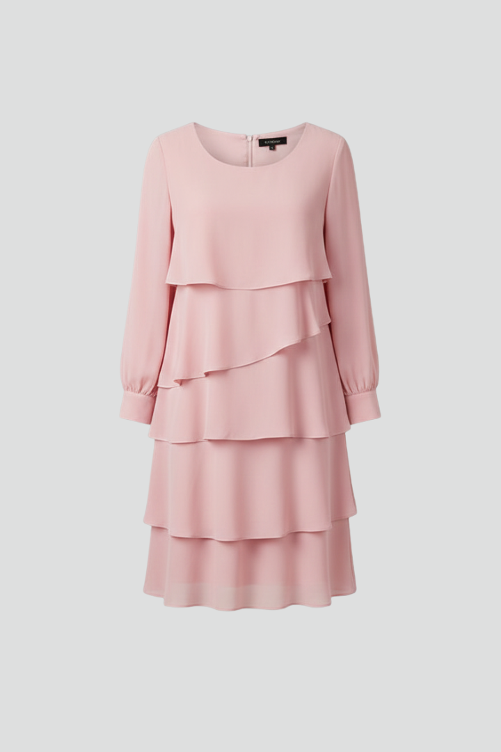 Lila | Layered Long Sleeve Dress with Tiered Skirt