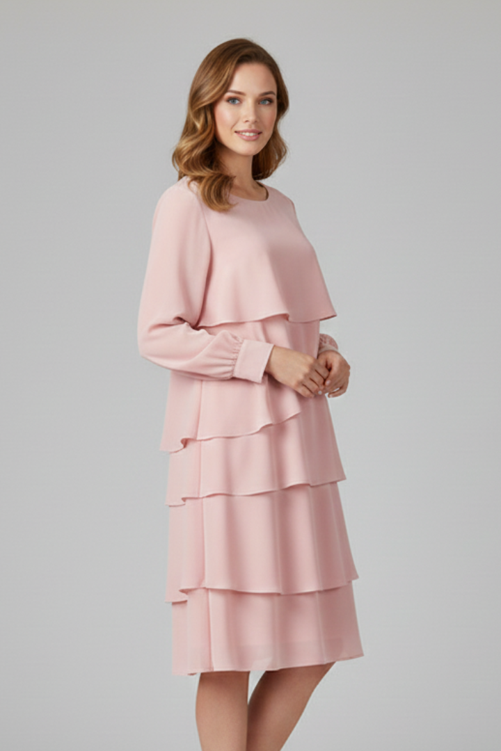 Lila | Layered Long Sleeve Dress with Tiered Skirt