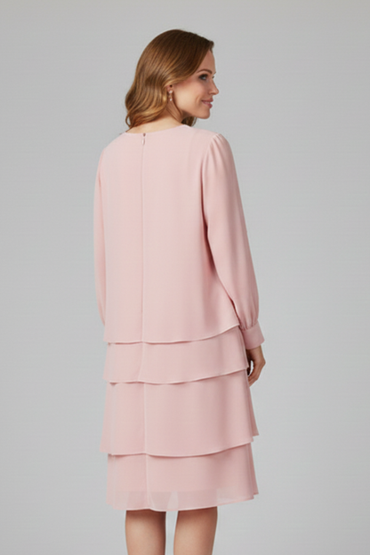 Lila | Layered Long Sleeve Dress with Tiered Skirt