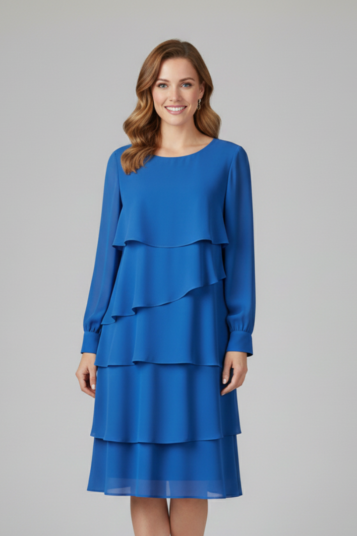 Lila | Layered Long Sleeve Dress with Tiered Skirt