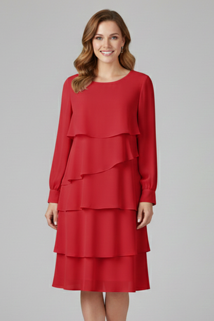 Lila | Layered Long Sleeve Dress with Tiered Skirt