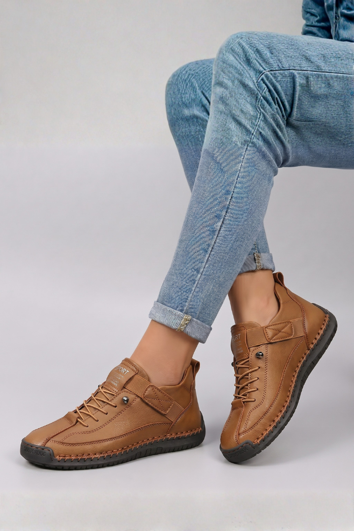 Lena | Luxe Leather Lace-Up Trainers