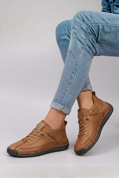 Lena | Luxe Leather Lace-Up Trainers