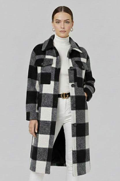 Lila | Elegant Checked Long Coat