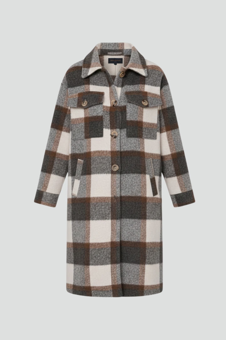 Lila | Elegant Checked Long Coat