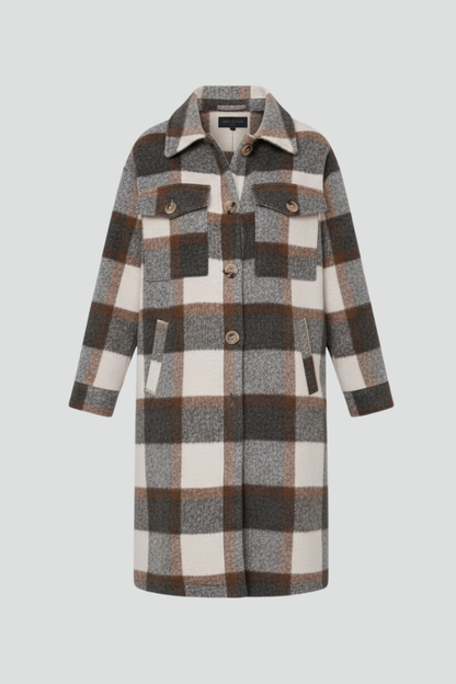 Lila | Elegant Checked Long Coat