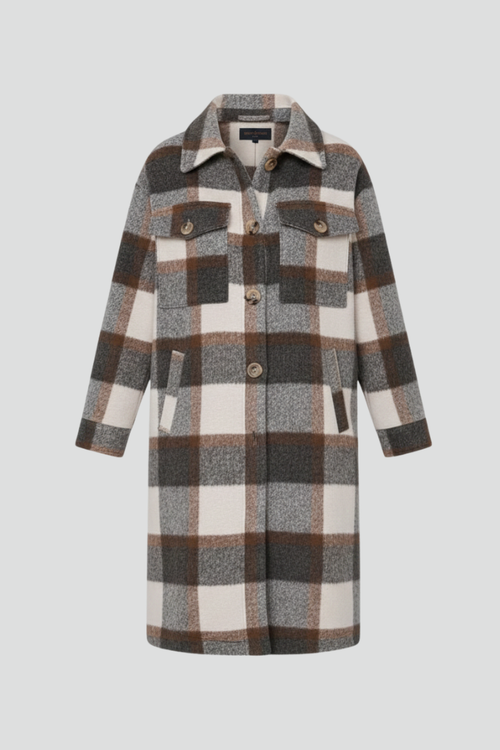 Lila | Elegant Checked Long Coat