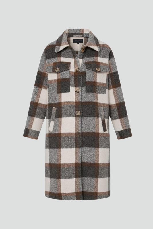 Lila | Elegant Checked Long Coat