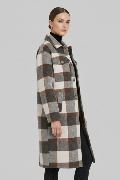 Lila | Elegant Checked Long Coat