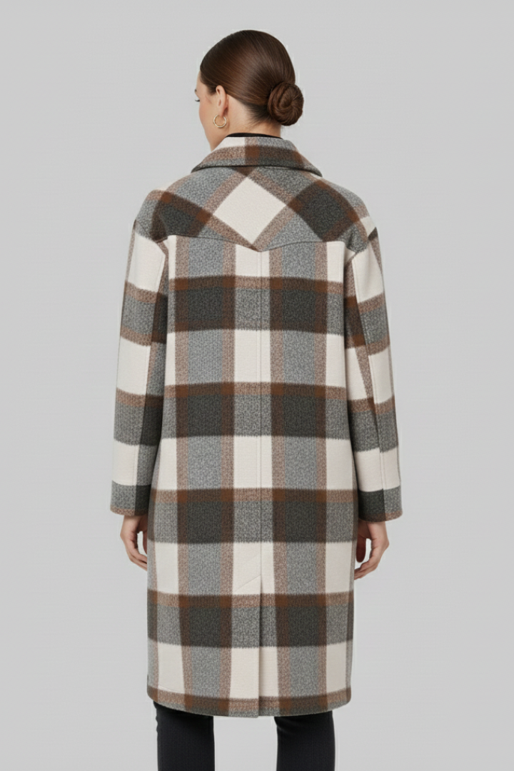 Lila | Elegant Checked Long Coat