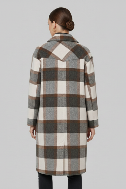 Lila | Elegant Checked Long Coat