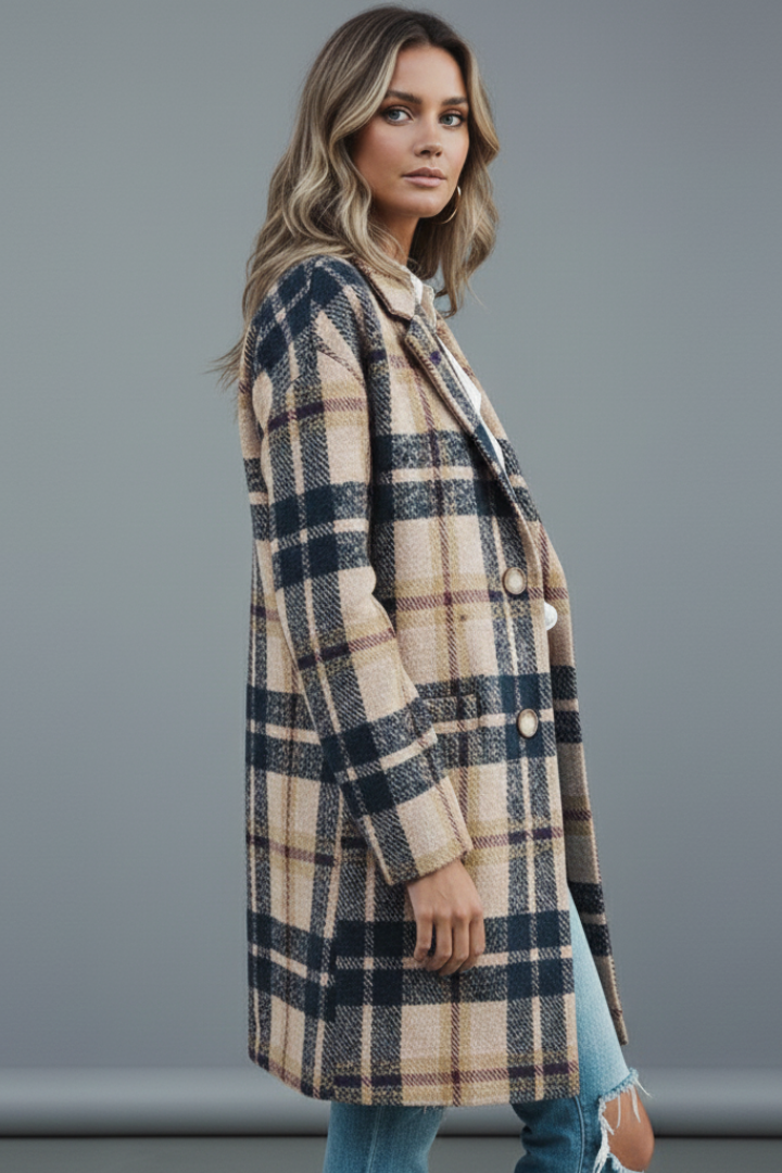Elena | Tailored Long Coat with Buttons and Lapel