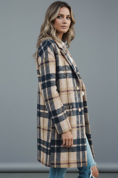 Elena | Tailored Long Coat with Buttons and Lapel