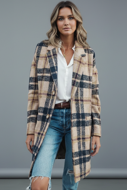 Elena | Tailored Long Coat with Buttons and Lapel