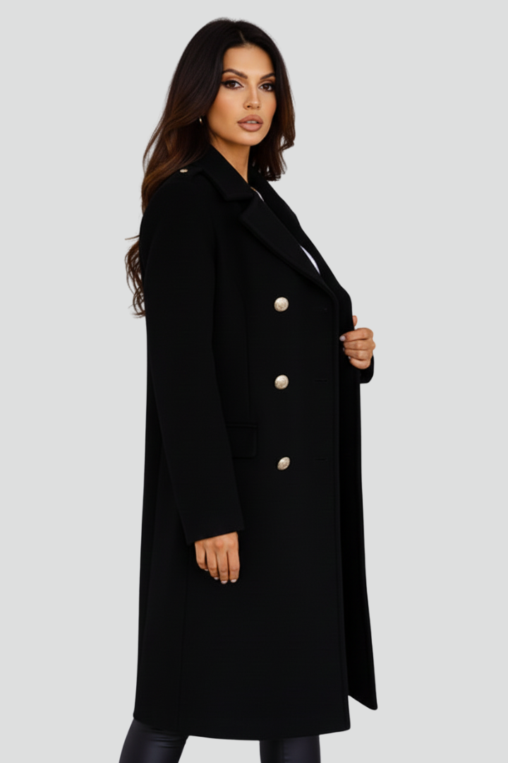 Elena | Elegant Long Coat with Double Buttons