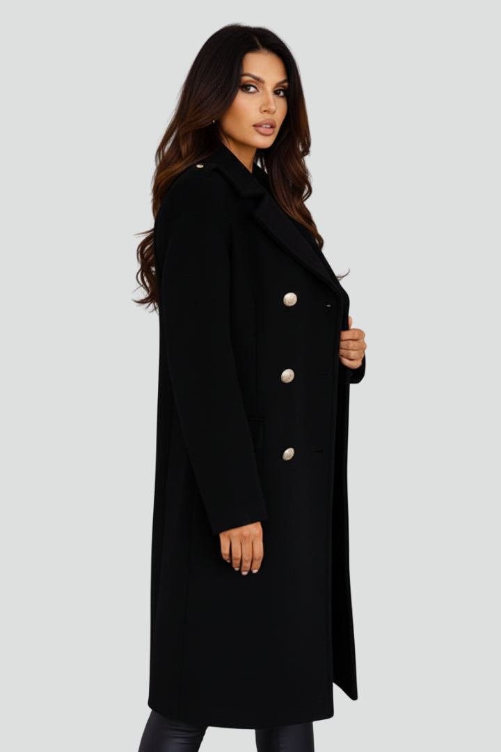 Elena | Elegant Long Coat with Double Buttons