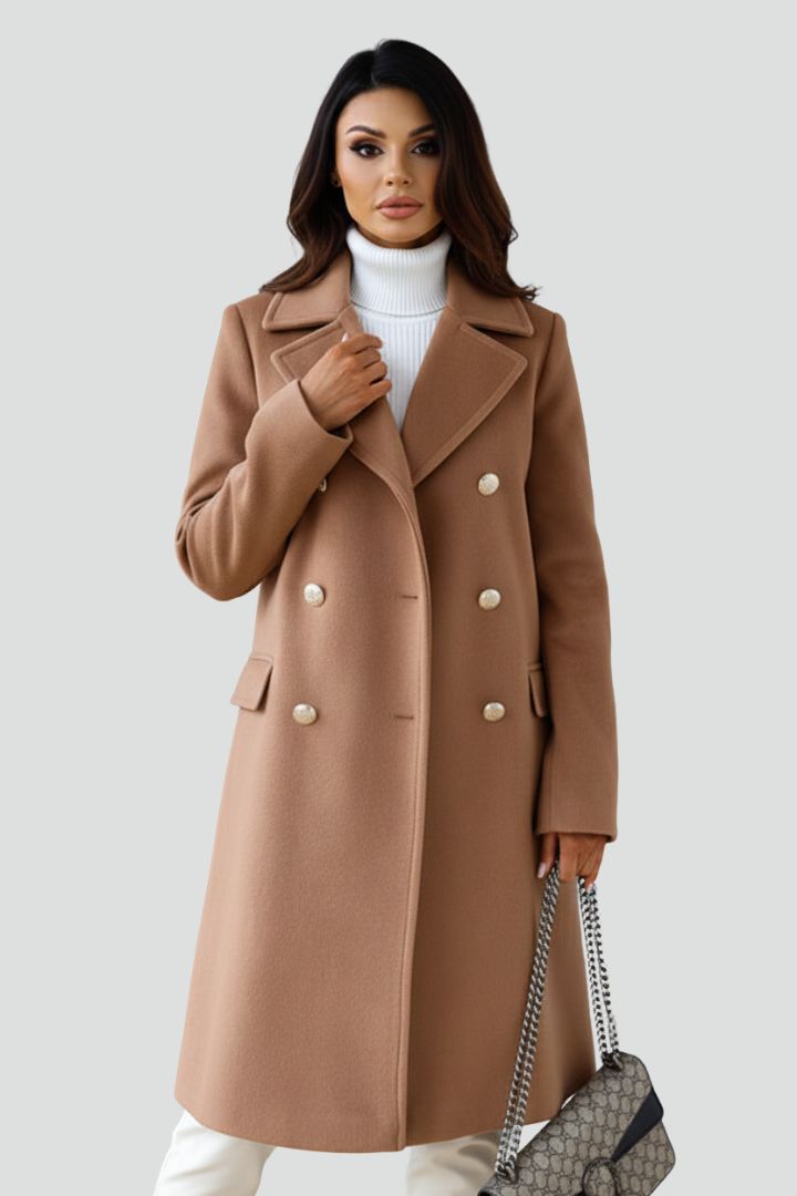 Elena | Elegant Long Coat with Double Buttons