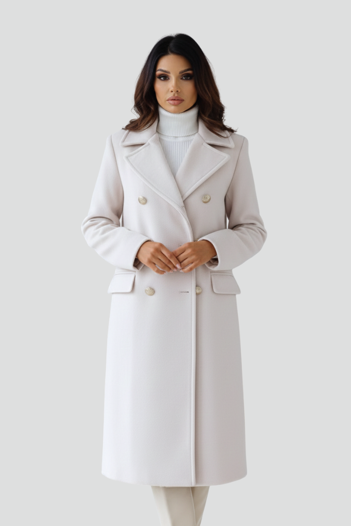Elena | Elegant Long Coat with Double Buttons