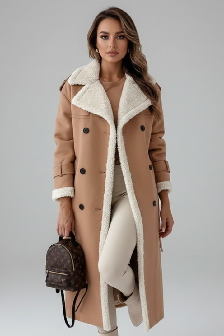 Elena | Tailored Long Coat with Lapel Collar