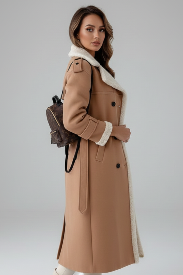 Elena | Tailored Long Coat with Lapel Collar