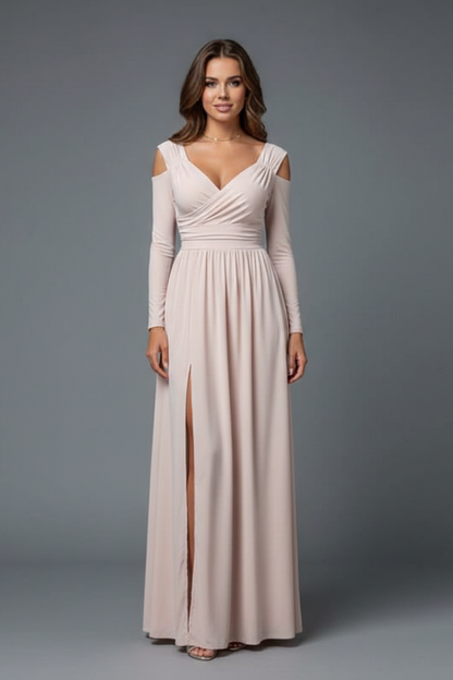 Lila | V-Neck Long Dress with Side Slit