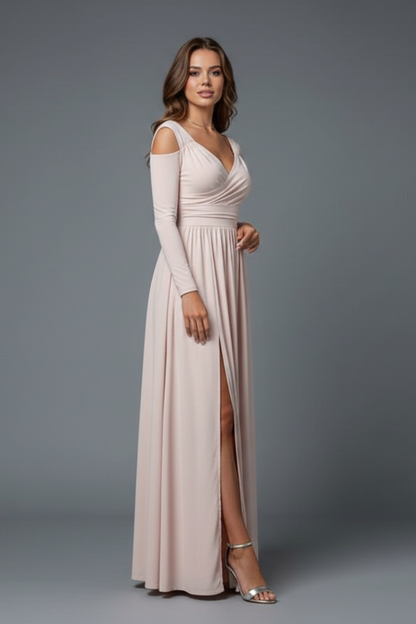 Lila | V-Neck Long Dress with Side Slit