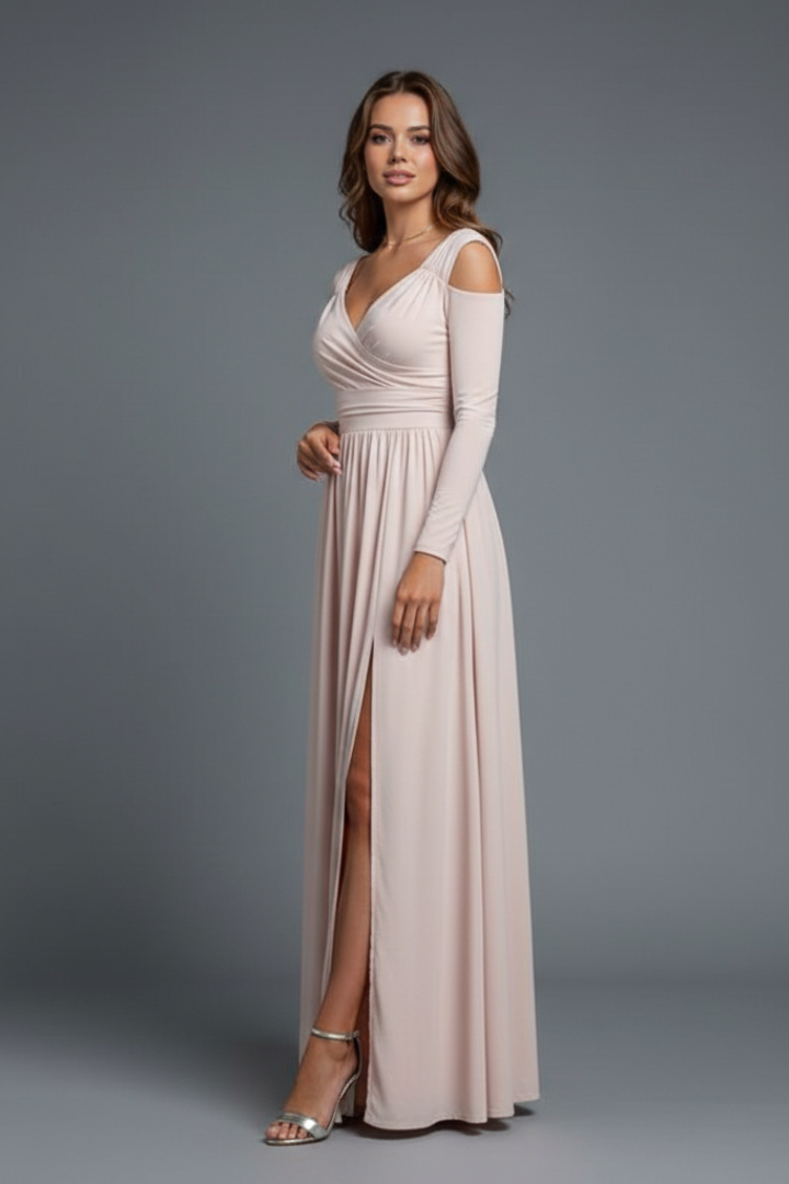 Lila | V-Neck Long Dress with Side Slit