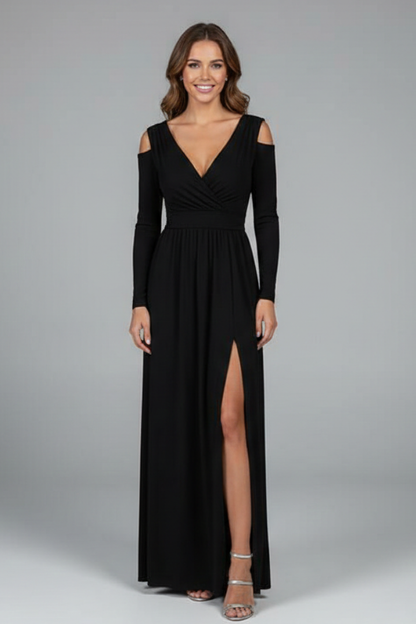 Lila | V-Neck Long Dress with Side Slit