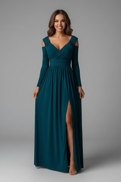 Lila | V-Neck Long Dress with Side Slit