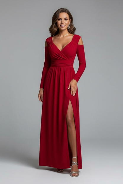 Lila | V-Neck Long Dress with Side Slit