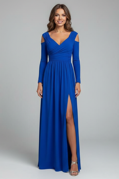 Lila | V-Neck Long Dress with Side Slit