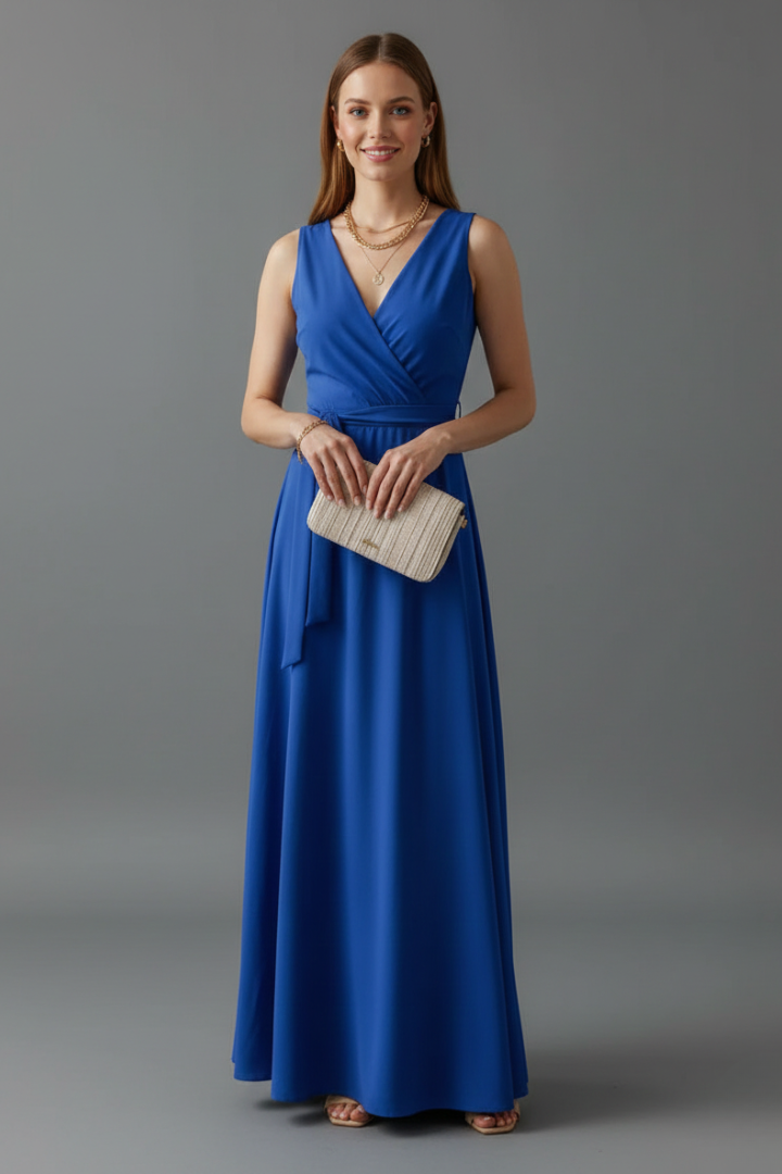 Lena | Elegant V-Neck Sleeveless Maxi Dress