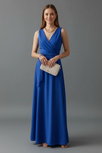 Lena | Elegant V-Neck Sleeveless Maxi Dress