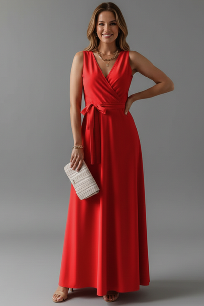 Lena | Elegant V-Neck Sleeveless Maxi Dress