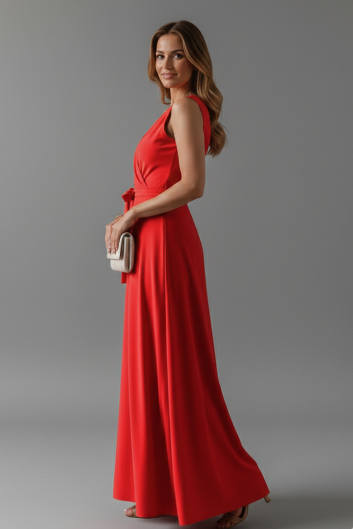 Lena | Elegant V-Neck Sleeveless Maxi Dress