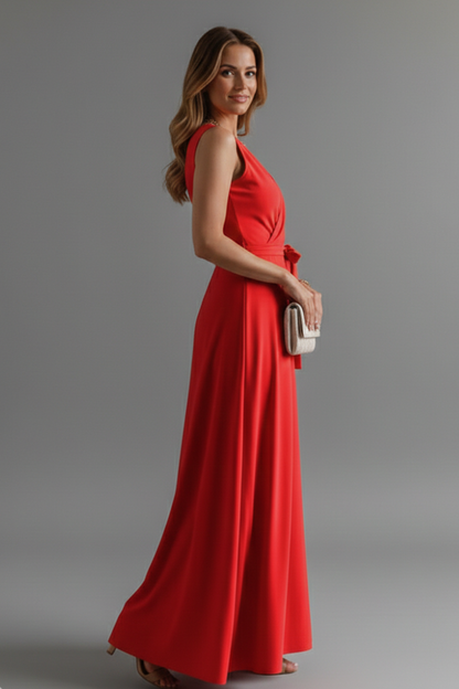 Lena | Elegant V-Neck Sleeveless Maxi Dress