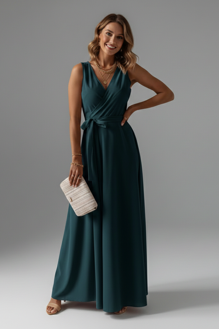 Lena | Elegant V-Neck Sleeveless Maxi Dress