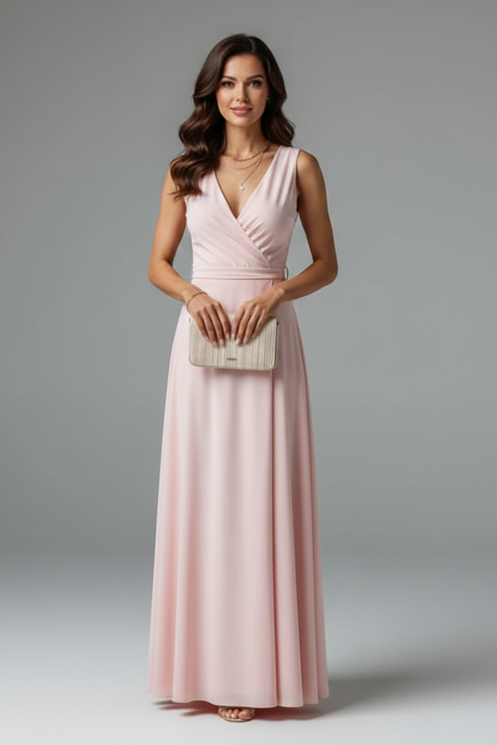 Lena | Elegant V-Neck Sleeveless Maxi Dress