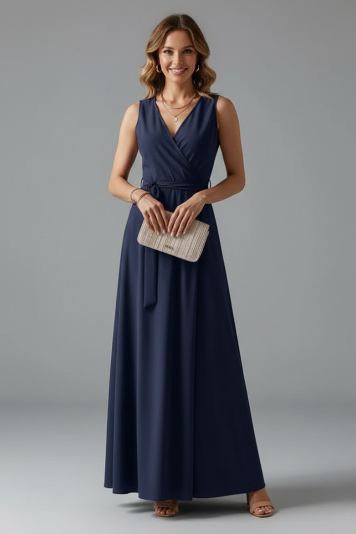 Lena | Elegant V-Neck Sleeveless Maxi Dress