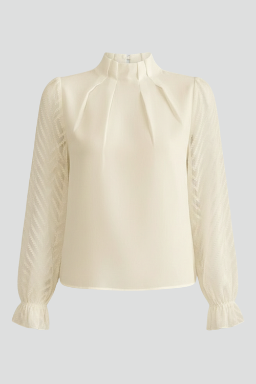 Lila | Pleated Neckline Long Sleeve Top