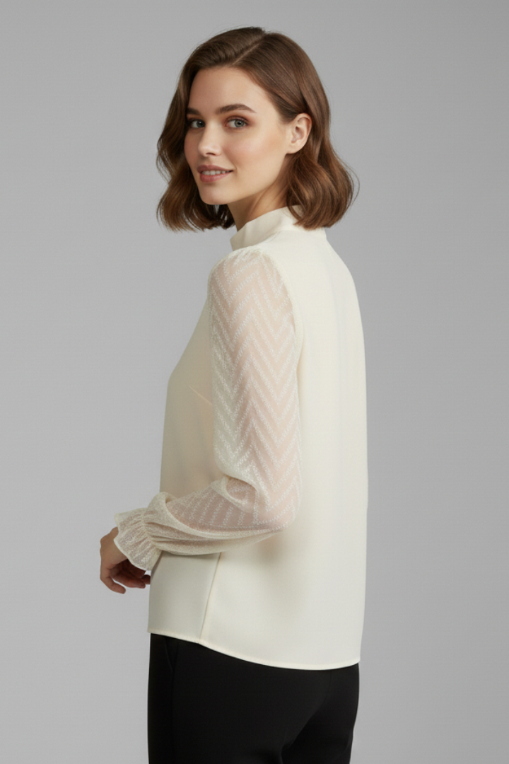 Lila | Pleated Neckline Long Sleeve Top