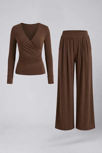 Lila | Luxe Wrap Top and Wide-Leg Lounge Set