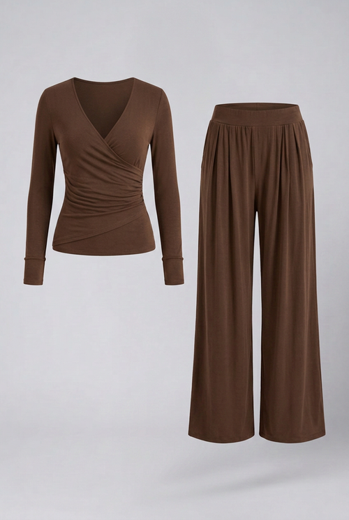 Lila | Luxe Wrap Top and Wide-Leg Lounge Set
