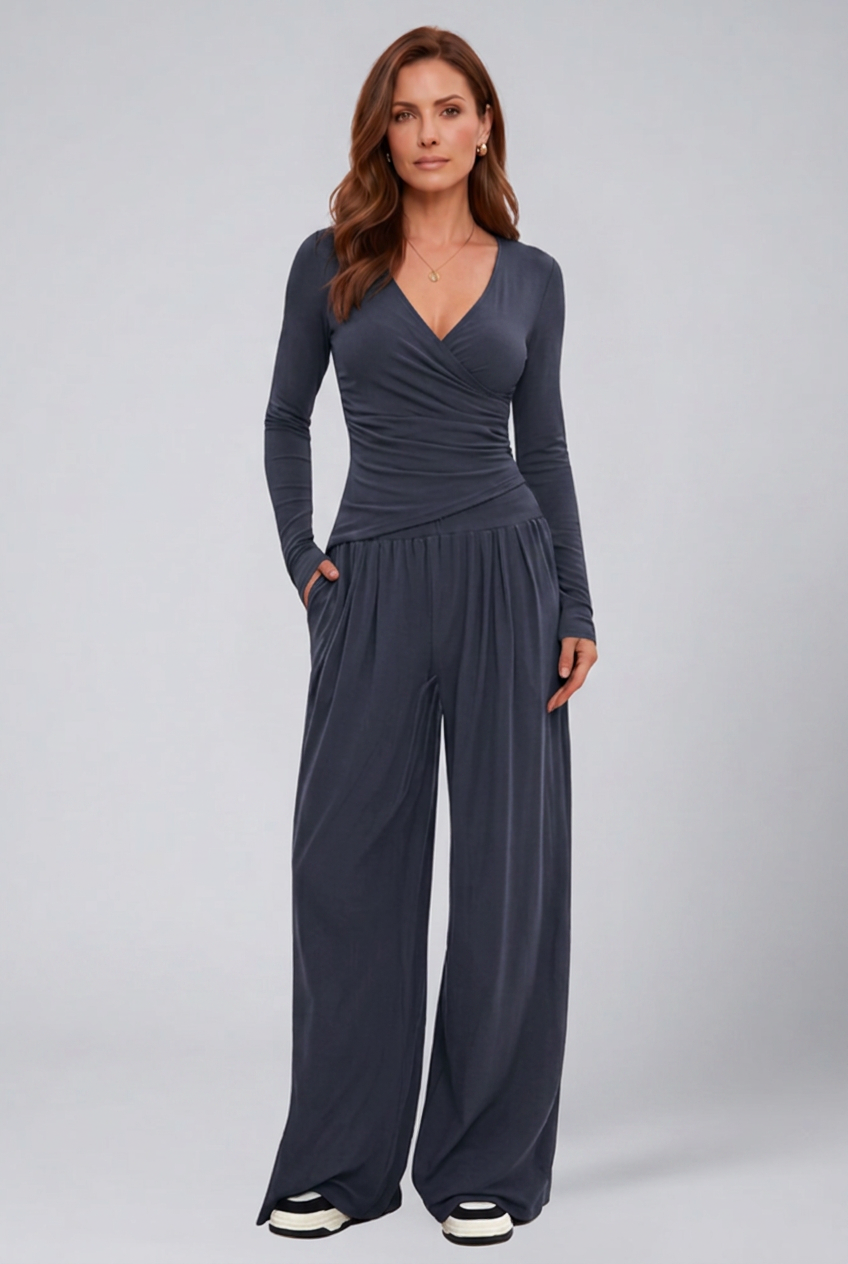 Lila | Luxe Wrap Top and Wide-Leg Lounge Set